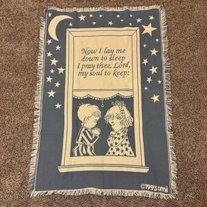 Vintage CMI 1993 Christian Prayer Tapestry Child's Baby Blanket